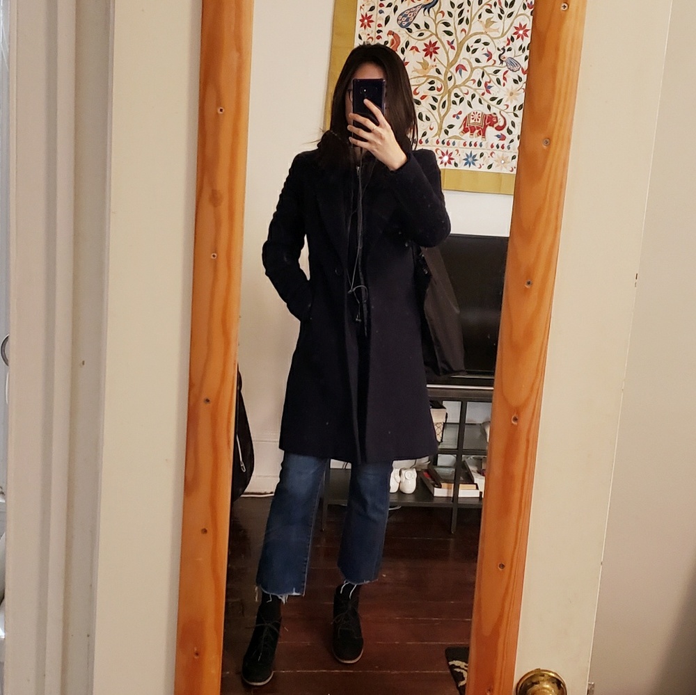 Clements Ribiero | Long Navy Wool Coat